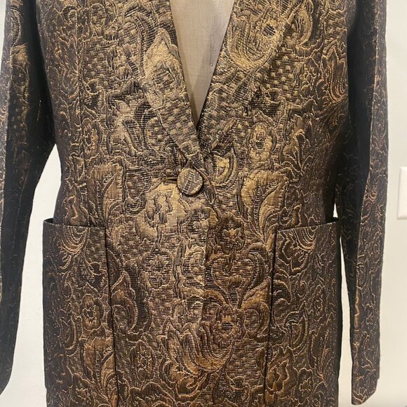 Sandro Textured Jacquard Gold and Black Blazer (Size 38 / Med) - Picture 8 of 8